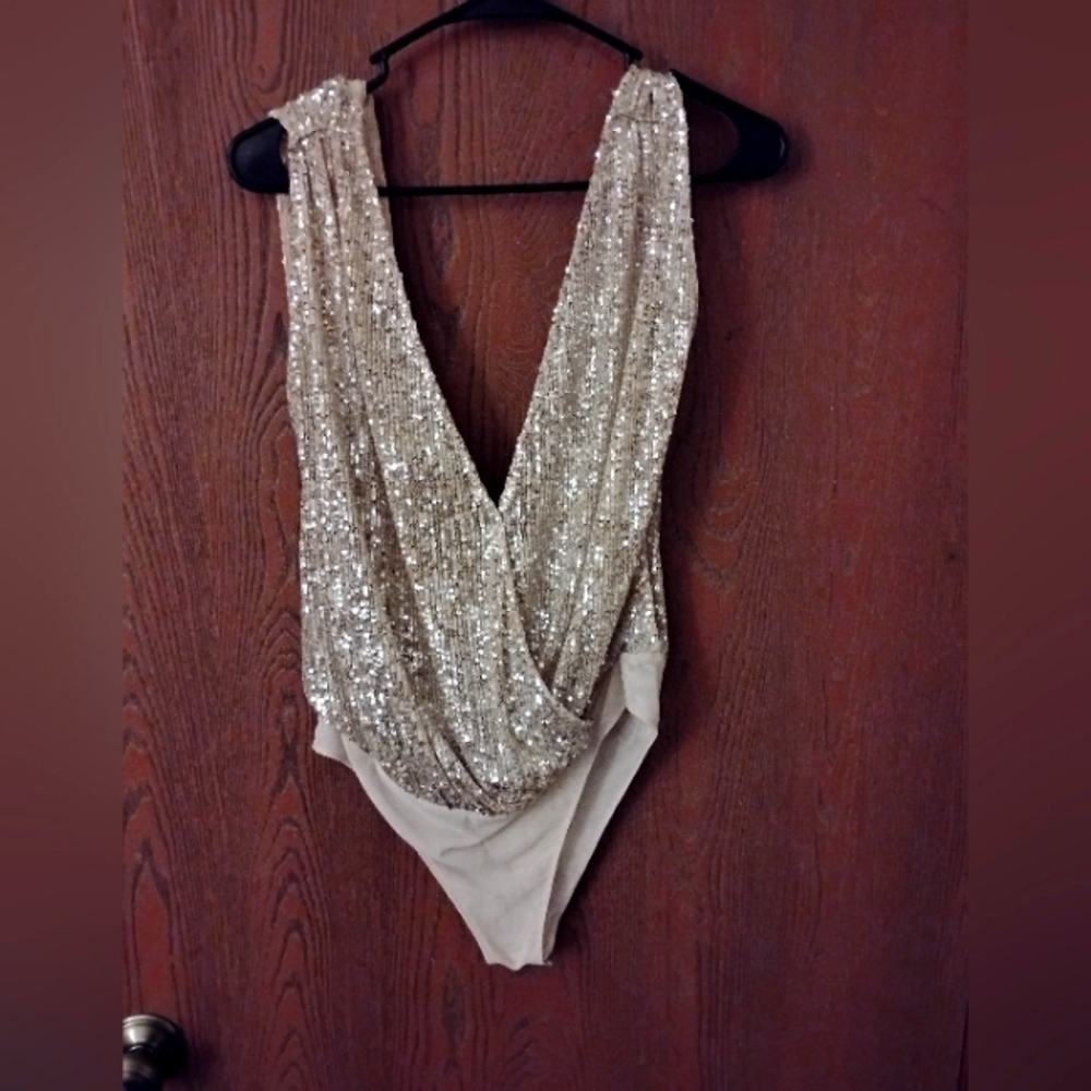 Zara Gold Sequin Bodysuit